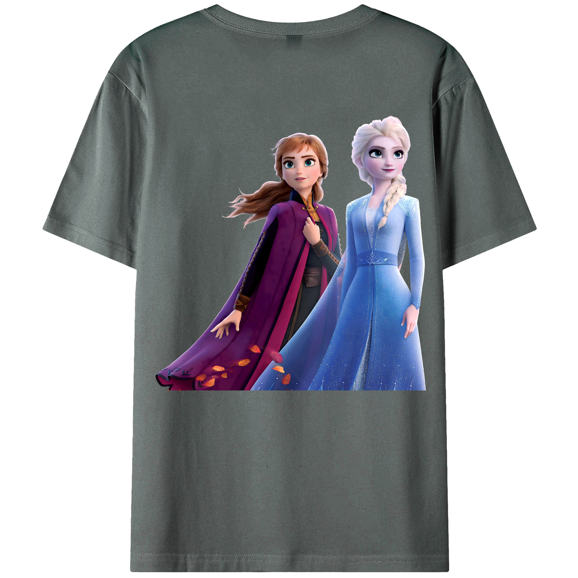 （画像用） アナと雪の女王 アンナ エルサ Frozen Anna Elsa 綿100％ メンズ半袖Tシャツ（バックプリント） 通気性